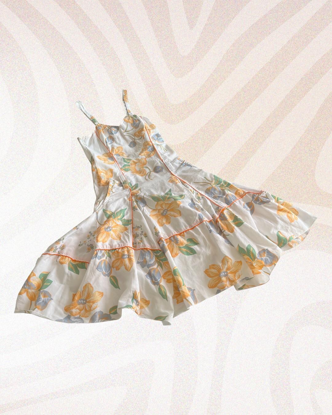 Robe Fleurie Blanc Orange Marithé Et François Girbaud Taille 38 - Occasion Très Bon état, Style évasé, Longueur Genou