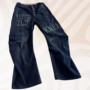 Marithé + François Girbaud women&#39;s trousers in dark blue denim with print Size 38 FR