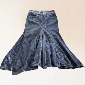 Marithé & François Girbaud “Bohemian Icon” Skirt – Long, blue cotton, size 40 FR