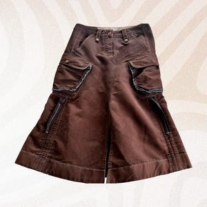 Marithe François Girbaud brown cargo skirt Size 35 structured style large pockets vintage rare
