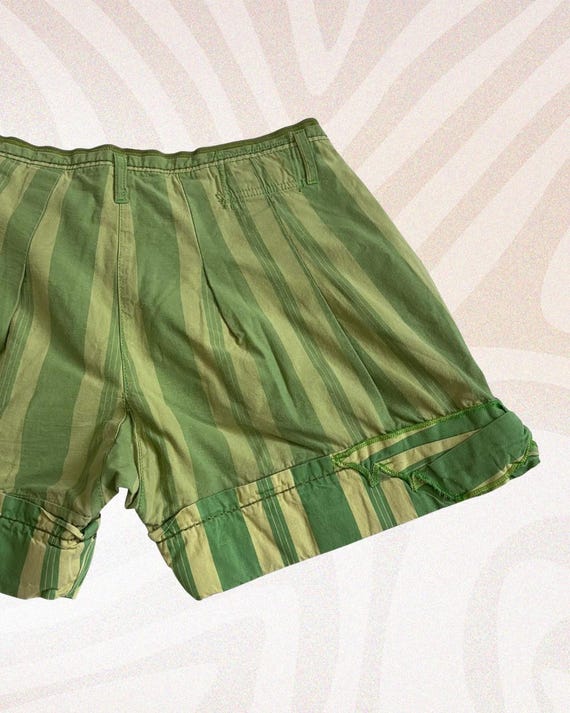 Marithé François Girbaud Green Striped Shorts Size 40 FR – Cotton