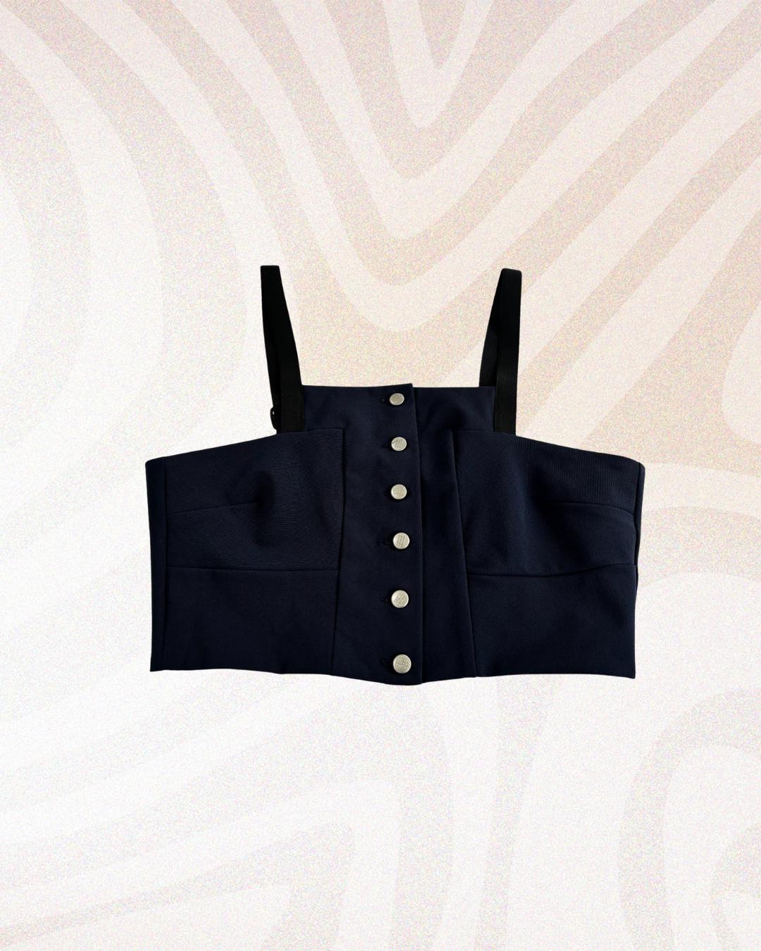 Bustier Bleu Acier Marithé & François Girbaud Taille 38 - Microfibre Stretch - Excellent état