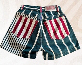 Marithé François Girbaud Multi-colored Striped Shorts, Size 32