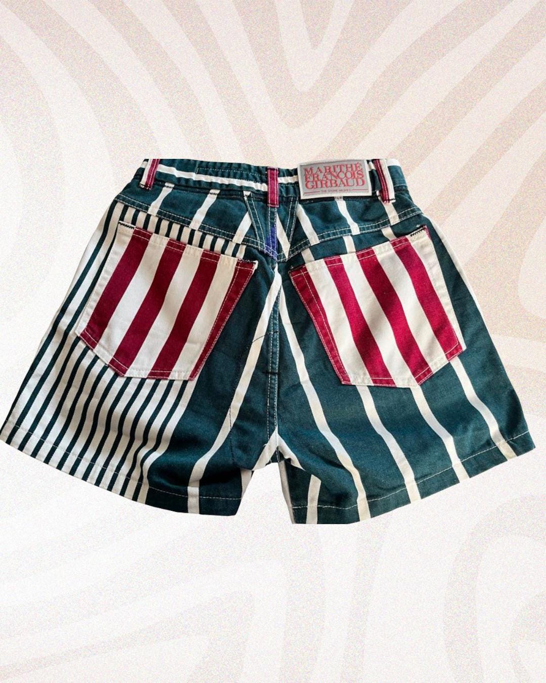 Marithé François Girbaud Multi-colored Striped Shorts, Size 32