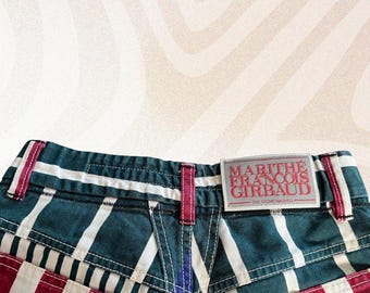 Marithé François Girbaud Multi-colored Striped Shorts, Size 32