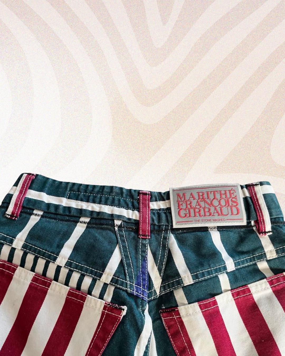 Marithé François Girbaud Multi-colored Striped Shorts, Size 32