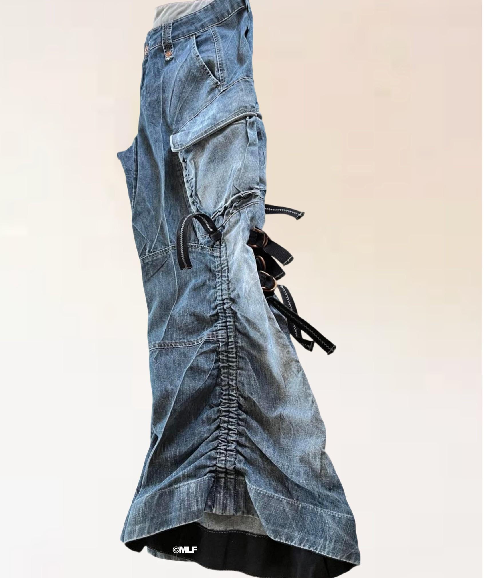 Pantalon Jean Girbaud Bleu Délavé - Coupe Large Avec Laçage Ajustable - Taille 42