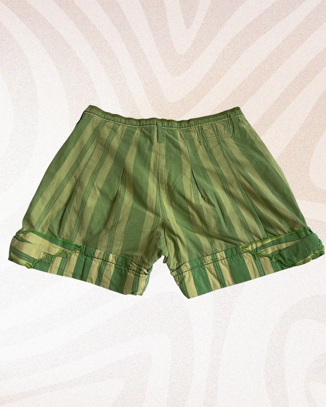Marithé François Girbaud Green Striped Shorts Size 40 FR – Cotton