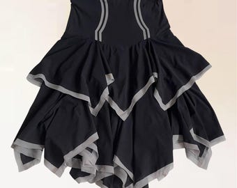 Marithé+ François Girbaud Cravatatakiller black skirt – Asymmetrical ruffles & fishnet trim – Size 36 FR