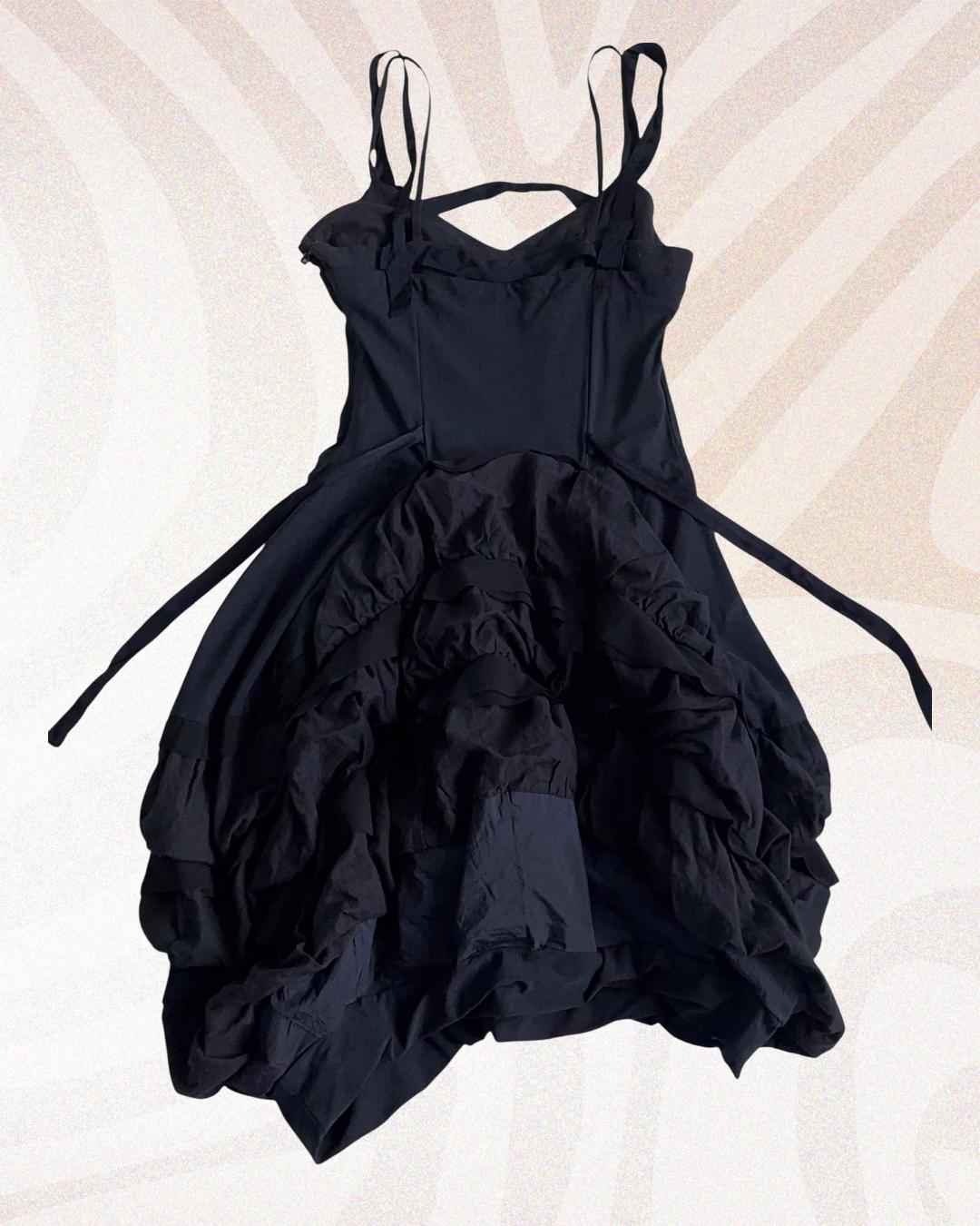 Robe Girbaud Cravatatakiller Noire Taille 40 - Dos Froncé, Fentes, Design Rare & Architectural - Occasion TB