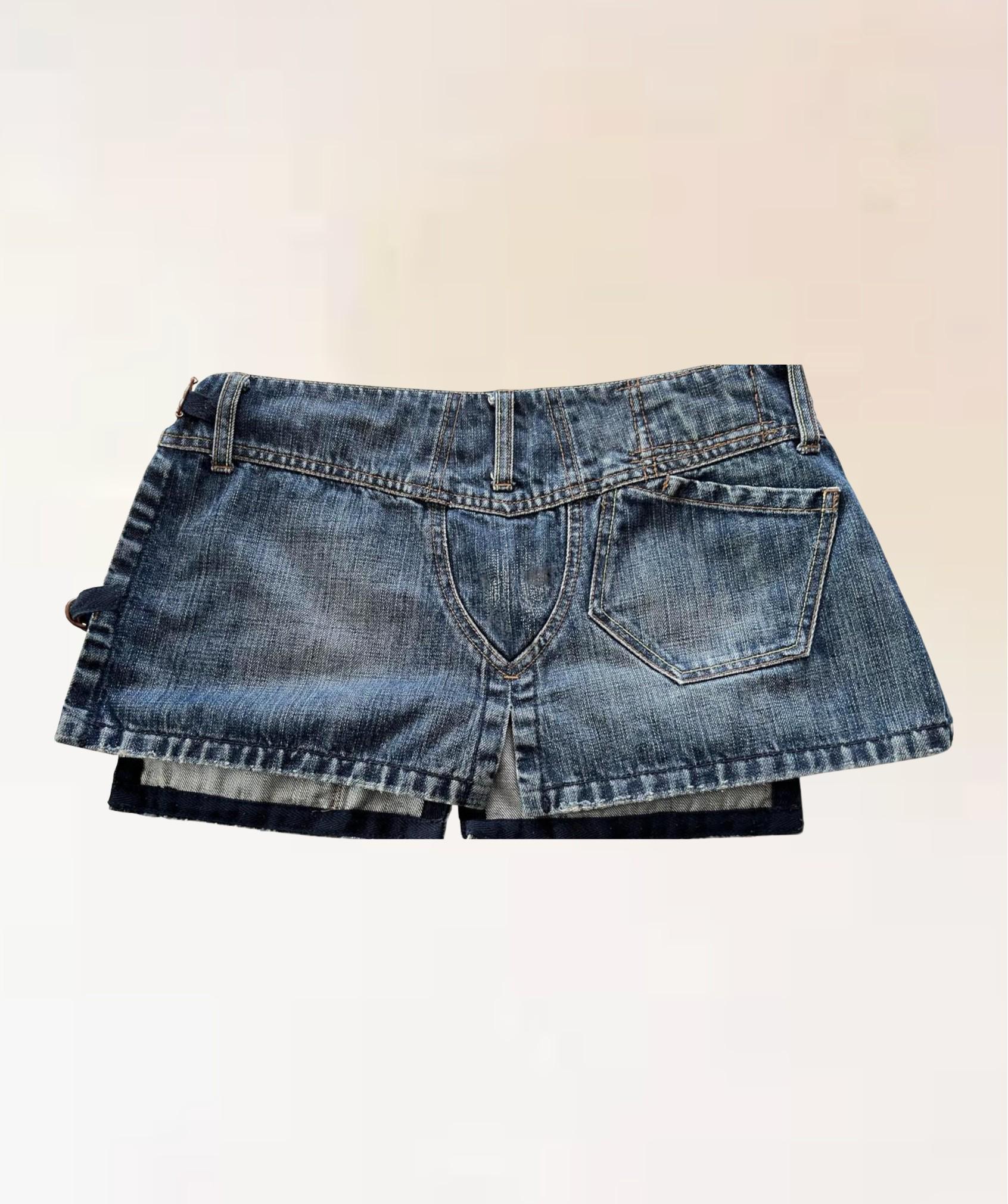 Mini Jupe En Jeans Girbaud Taille 40 - Noir Rayures Beiges - Occasion Bon état