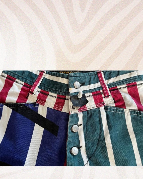 Marithé François Girbaud Multi-colored Striped Shorts, Size 32