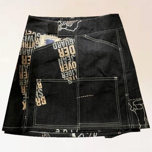 Marithé François Girbaud Skirt – Graphic Blue Denim Wrap – Size 36 FR – Rare Designer