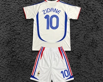 Zidane #10 Frankreich Kinder Fußball Trikot Set, Jugend Fußball Trikot Shirt Shorts