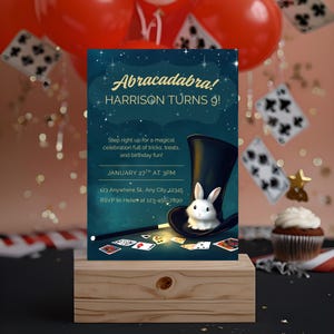 Abracadabra Magic Birthday Invitation | Kids Party Canva Template | Printable Magician Invite | Editable Digital Download