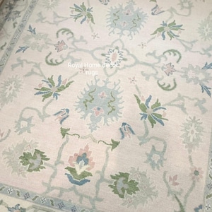Premium Quality Timeless Oushak Hand Knotted carpet Oushak Area Rug  Hand Knotted Light pink Oushak Rug Hand Knotted Durables oushak rugs.