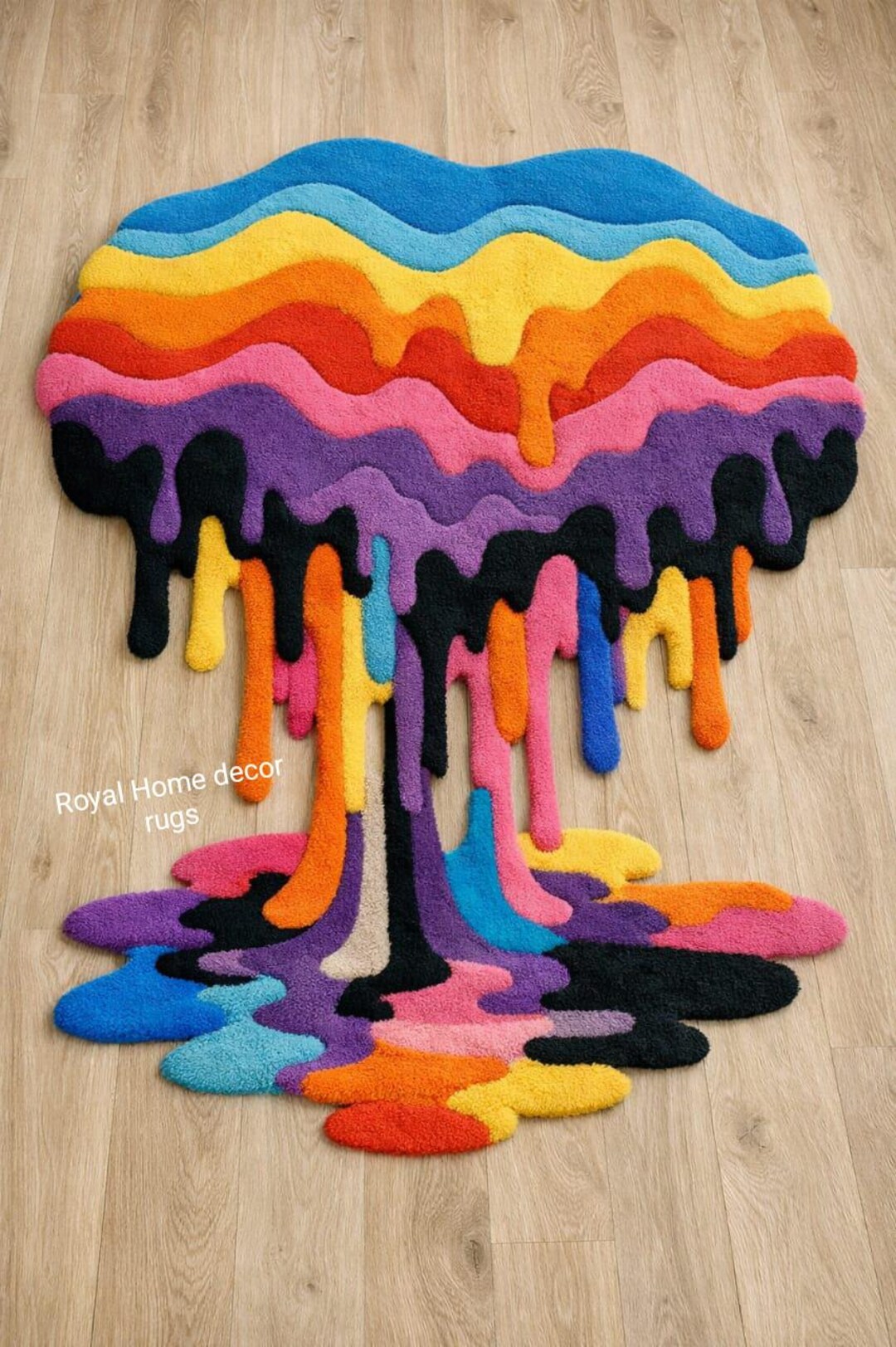 Rainbow Drip Art Hand Tufted Carpet Abstract Melt Design Luxury Tufted ...