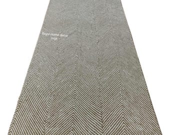 Modern Geometric Striped Carpet Modern Herringbone Pattern Rug Soft Texture Grey & White Runner Rug 6x9 feet different size available.