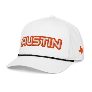 Austin Embroidered Rope Hat | Classic Texas Rope Cap | State of Texas Outline Trucker | College Rope Hat