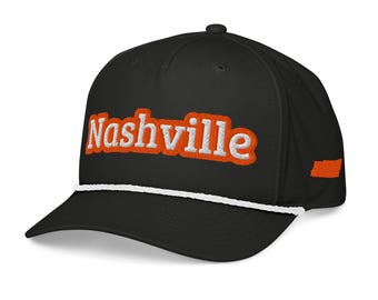 Nashville TN Rope Hat: Retro Embroidered Trucker Cap
