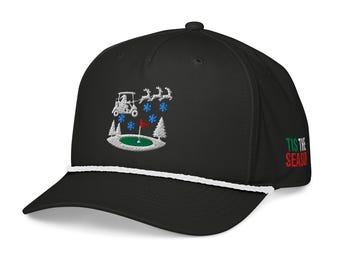Embroidered Christmas Golf Hat | Tis The Season Rope Cap | Holiday Golf Gift
