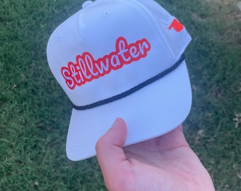 Stillwater Oklahoma Rope Hat: Retro Embroidered College Town Cap