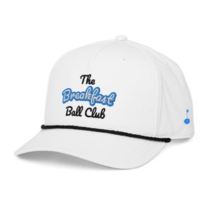 Breakfast Ball Club Golf Hat | White Richardson 258 Rope Cap | Embroidered Golf Flag Dad Hat | Casual Golf Gift | Retro Weekend Golf Hat