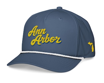 Ann Arbor Michigan Hat | Vintage Blue Rope Cap | Michigan Wolverines Rope Hat