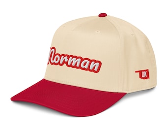 Norman Crimson & Cream Embroidered Hat | Oklahoma Sooners Inspired Dad Hat | Retro College Town Cap
