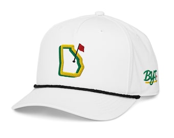 White Augusta Golf Rope Hat - Augusta Georgia Outline Cap