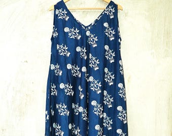 Floral Cotton Maxi Dress, V-Neck Sleeveless Summer Gown