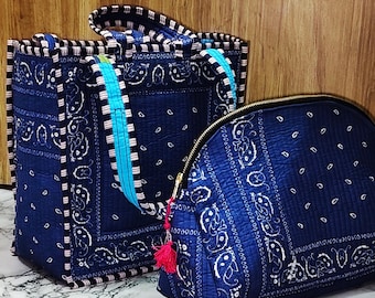 Bandana Print Quilted Tote Bag Picnic Folk Totes Bridesmaid Gift For Tote