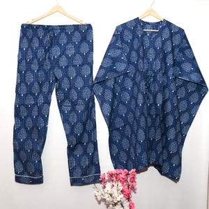 Cotton Kaftan Set: Short Kaftan, Pajama Pants, Beach Resort Wear