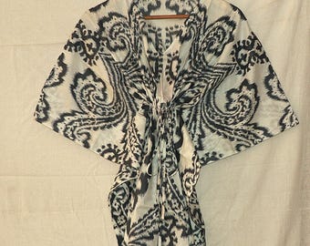 Animal Print Cotton Kaftan, Plus Size Beach Cover-Up, Resort Wear