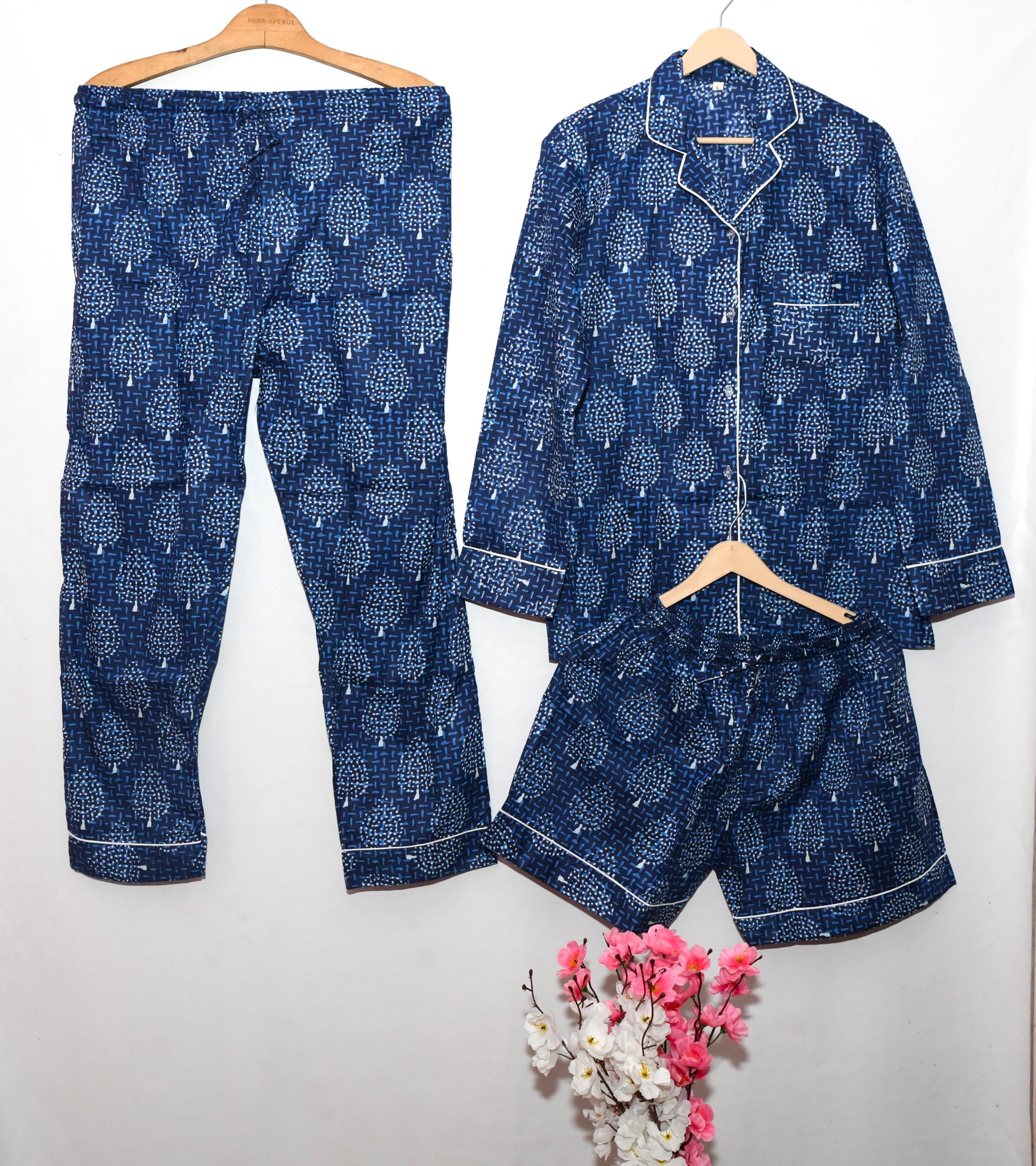 Handmade Indian Block Print Cotton Pyjama Set - Women's Loungewear