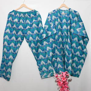 Indian Block Print Kaftan Pant Set Handmade Kaftan Summer Kaftan Dress Lightweight Kaftan Set Bridesmaid Gift Kaftan Women's Loungewear