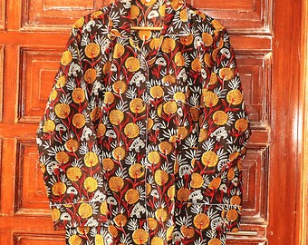 Block Print Cotton Pajama Set - Women's Floral Nightwear