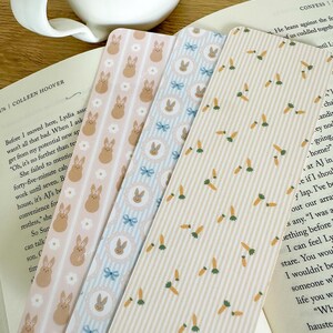 Laminated Cottagecore Bunny Bookmark: Floral Pastel Design