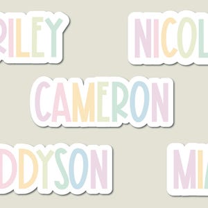 Personalized Rainbow Name Sticker: Pastel Block Font Decal