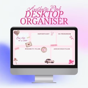 Organizador de archivos de fondos de escritorio estéticos de color rosa para Mac y Windows
