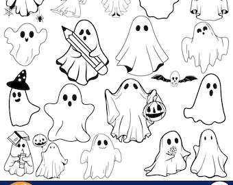 Cute Ghost Halloween svg Bundle, Retro Ghost png, Retro Floral Ghost png Ghost svg bundle Cute ghost cut files, Spooky Season, Halloween png