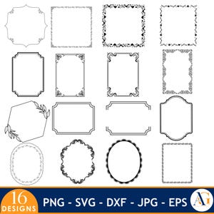 Bundle SVG de cadres dessinés à la main, cadres et bordures, clipart bordures dessinées à la main, Doodle cadres PNG, lot de téléchargement numérique instantané