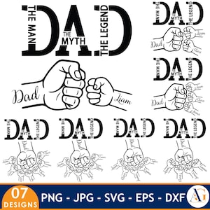 Father&#39;s Day Fist Bump SVG Set: Dad, Baby, Kid Design (Digital Download)