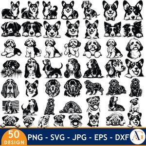 Dog Svg and Png Bundle, High quality Dog Heads SVG Bundle File Peeking Dogs SVG Bundle File, dogs puppy pet lover owner instant downloads,