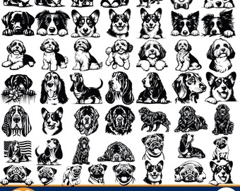 Dog SVG and PNG Bundle: 50+ Dog Head Designs (Digital Download