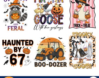 Retro Halloween PNG Bundle: Spooky Goose Designs (Digital Download)
