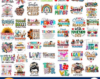 Teacher Sublimation PNG Bundle: Preppy Classroom Designs (Digital Download)