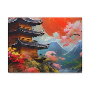 Serene Japanese Landscape Canvas Print, Home Decor, Wall Art, Gift for Nature Lovers, Meditation Room Decor, Asian Aesthetic Art