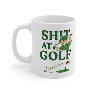 Grappige golfmok Shit at Golf Cartoon Design Hilarisch cadeau voor golfers, vrienden en vaders