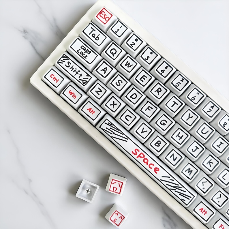 Comic Keycaps Set, Hand-drawn Cartoon Keycaps for Mechanical Keyboards ...